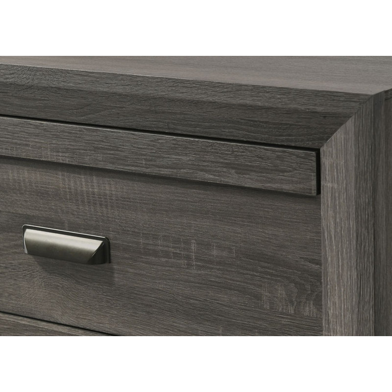 Meuble de chambre à coucher 1 tiroir rustique contemporain à six tiroirs de rangement, Gris rustique