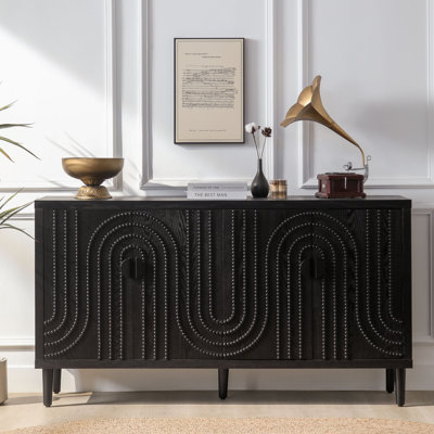 Armoire de rangement en bois avec 4 portes, armoire d'appoint moderne, buffet en bois