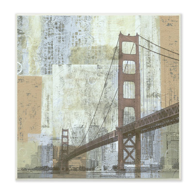 «Tall Water Bridge Abstract Blocked Metropolis City» par Katrina Craven - Peinture