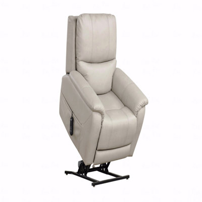With Recliner Function Contemporary Style Lift Chair Aesthetic Design Saddle Arms Wired Controller Usb Port Steel Seat Box Light Gray Finish