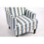 Fauteuil d'appoint de salon en rayures bleues et blanches, fauteuil rétro avec garniture cloutée, revêtement en lin rayé confortable, garniture pour la chambre, confortable