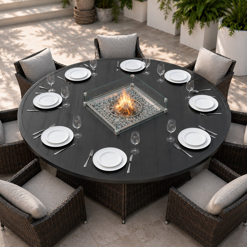Juliana Round Concrete Propane Smokeless Fire Pit Table