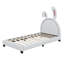Lit plateforme rembourré en cuir orné d'une décoration de lapin-2013462602-2013462603