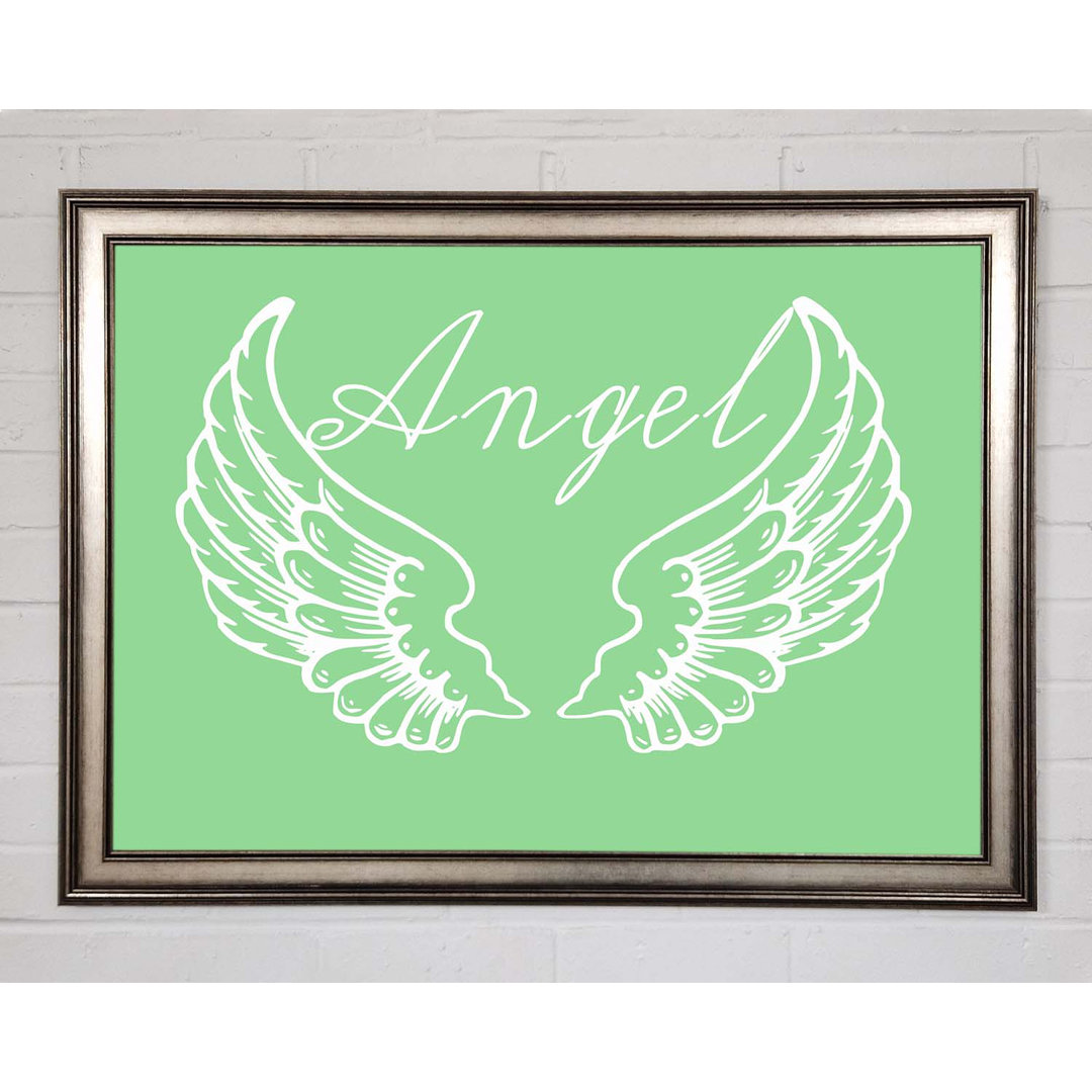 Angel Wings 4 Grün - Einzelne Bilderrahmen Kunstdrucke