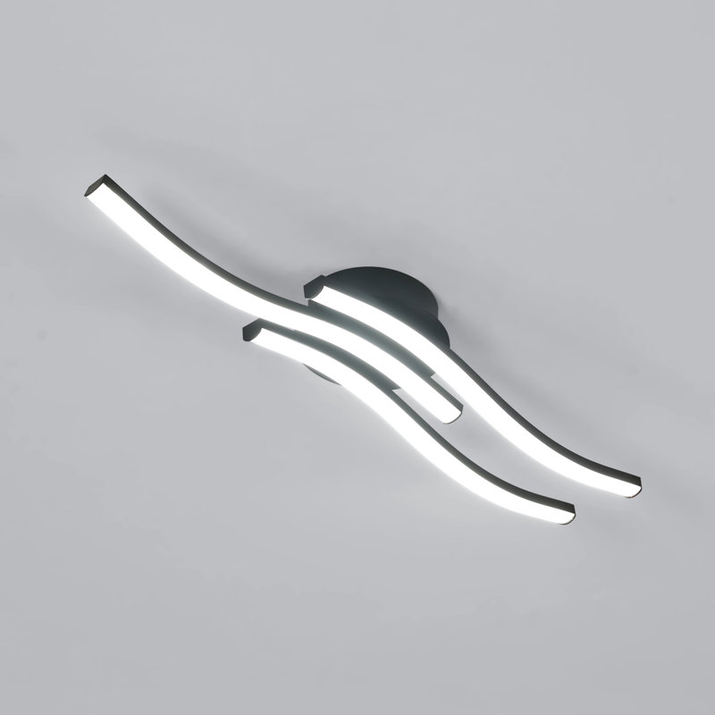 Curved Design LED Ceiling Lamp Fixture, 18W 1800 LM Neutral White Light, 6500K, Matte Black