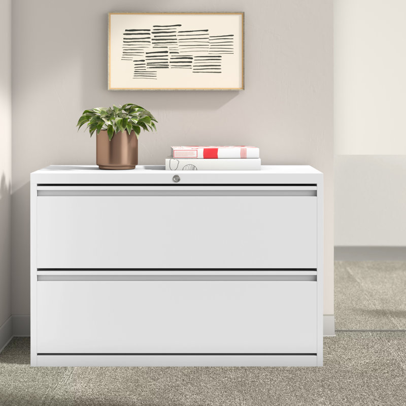 42'' Wide 2 -Drawer Steel File Cabinet, White