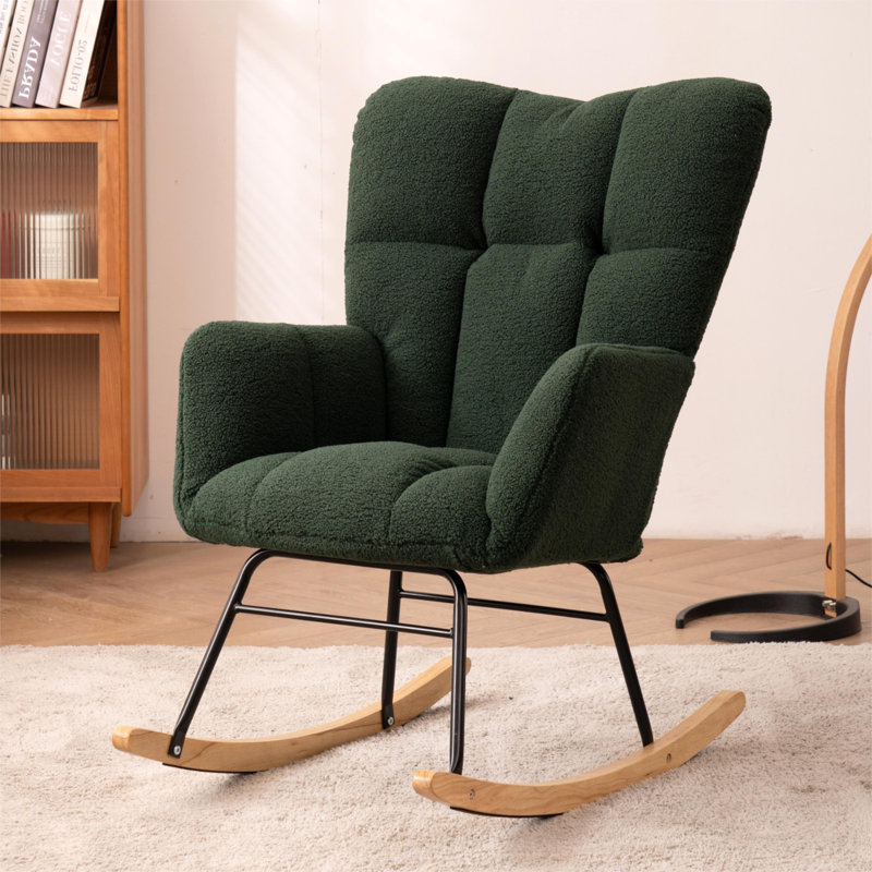 Filippone Rocking Chair, Dark Green  Teddy