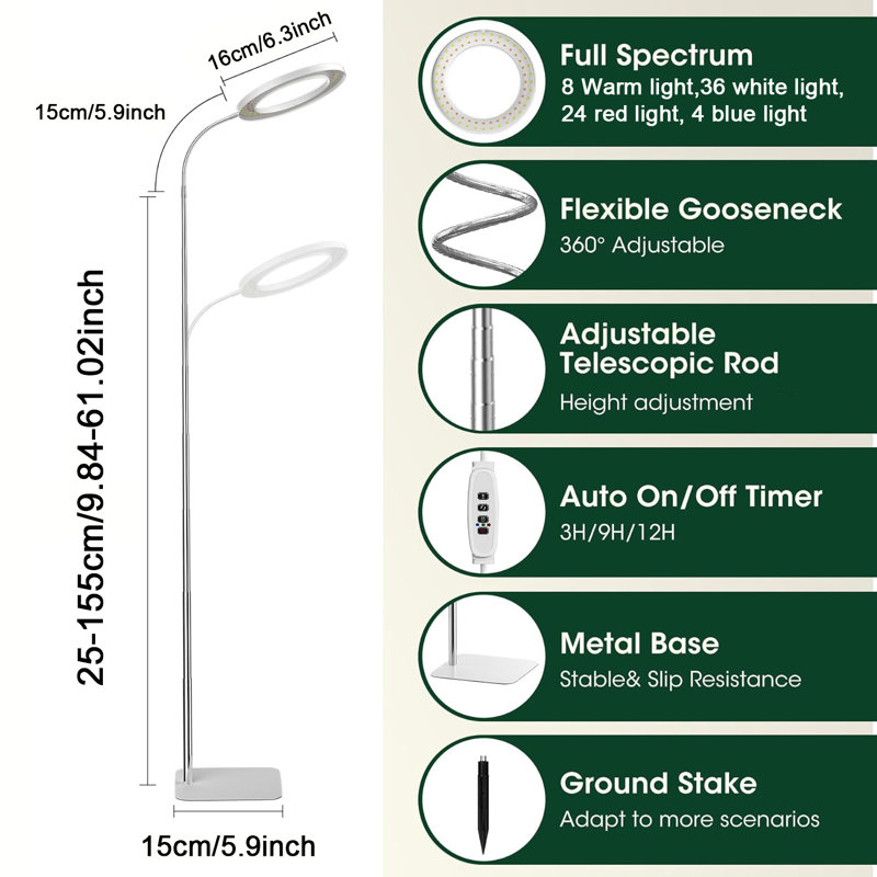 61inch Full Spectrum Grow Light with Base for Indoor Plants, Chrome