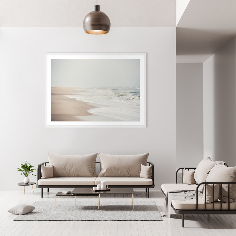 Dreamy Sea, White Single Picture Framed Paper, White, 50.5" H x 68.5" W