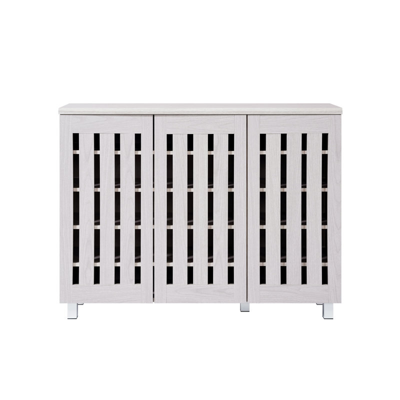20 Pairs 5 Layers Camden Louvered Shoe Storage, Light Gray