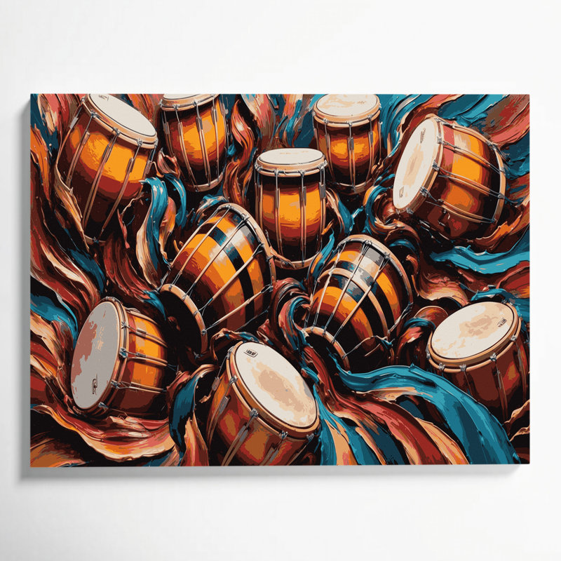 «Music Congas», art mural sur toile brune, H 11 po x l 14 po