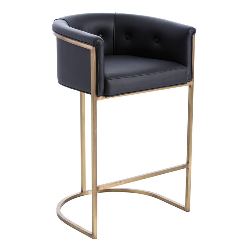 Calvin Upholstered Counter Stool with Metal Frame, Black
