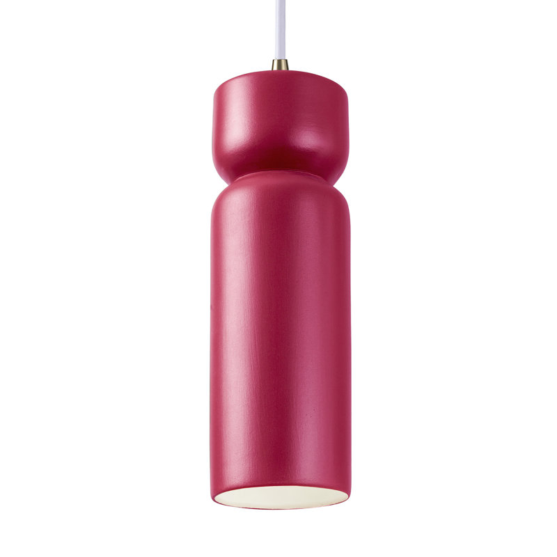 Ashford Ceramic 1-Light Hourglass Pendant, Antique Brass, Cerise