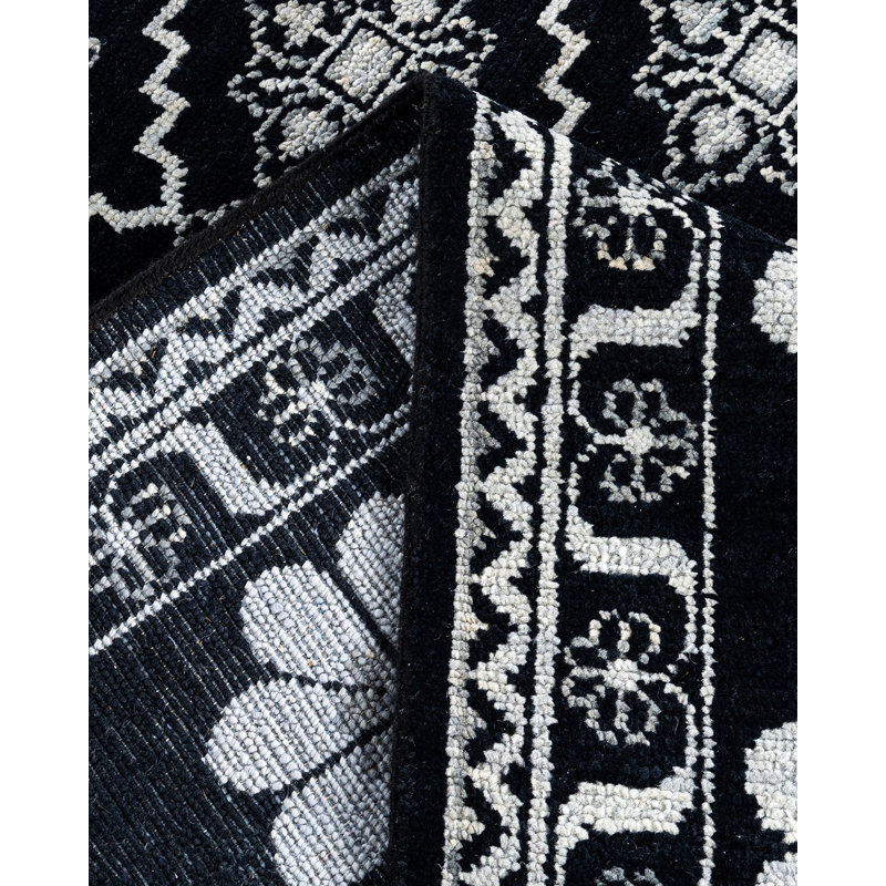 Tapis moderne fait à la main de conception unique - noir, 8 pi 3 po x 9 pi 10 po