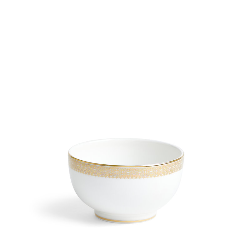 Vera Wang Lace Gold Rice Bowl, Gold/White