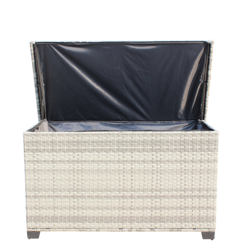 Patio Storage Box Grey - 148 Gallon Capacity. Construction With Pp Board Lid. Interior. Handles For Mobility. Pe & Steel. Assembly Required Outdoor Gallon. Enhanced Waterproof Spacious Mobility