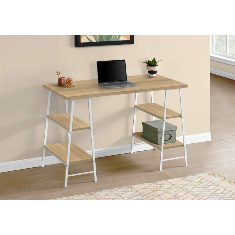 Bureau d'ordinateur, bureau personnel, ordinateur portable, tablettes de rangement, L 48 po, métal stratifié, contemporain, moderne