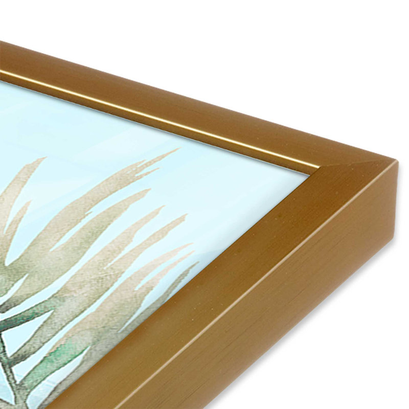 Imprimé Beachside Christmas II, Cadre simple en or poli, bois massif, H 13,75 po x l 13,75 po
