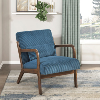 Chaise d'appoint moderne avec coussin moelleux en velours côtelé et meubles de maison 1 pièce avec structure en bois d'hévéa