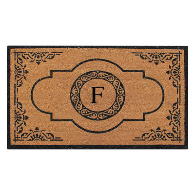 Issac Natural Coir and PVC Backing 36" X 72" Double Door Mat Outdoor Entrance Monogrammed Doormat 