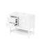 Meuble-lavabo 36 po avec armoire à pharmacie, structure en bois massif, 4 tiroirs, peinture imperméable de haute qualité, poignées argentées, planches modernes en céramique, poignée-796761181