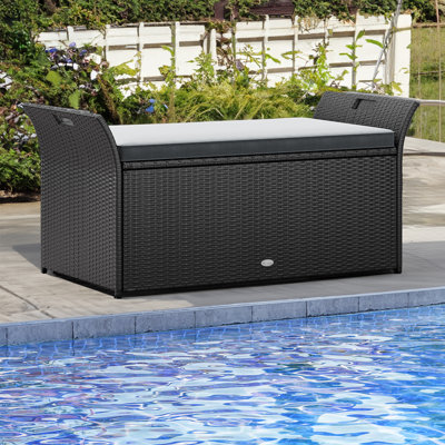 Banc de rangement extérieur 90 gallons avec coussin Friedbald