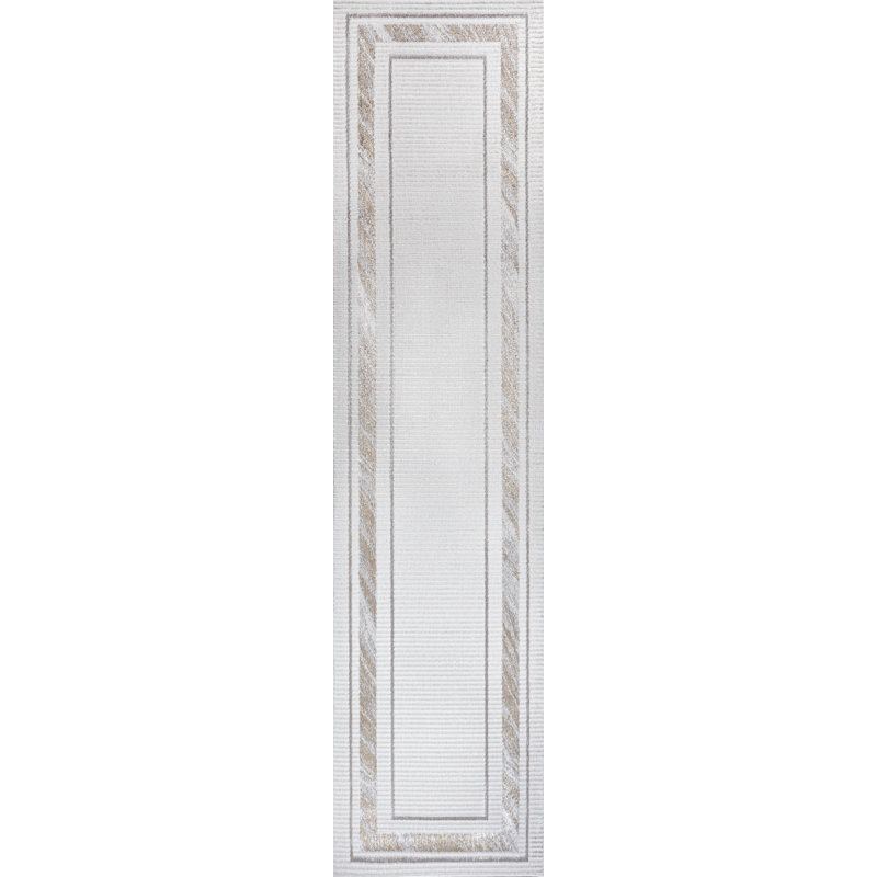 Tapis argenté / doré Maythel, Tapis de couloir 2 pi x 8 pi