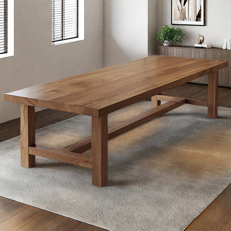 Table de conférence moderne en bois massif minimaliste avec pieds en forme de H, 29.53" H x 98.43" L x 39.37" W