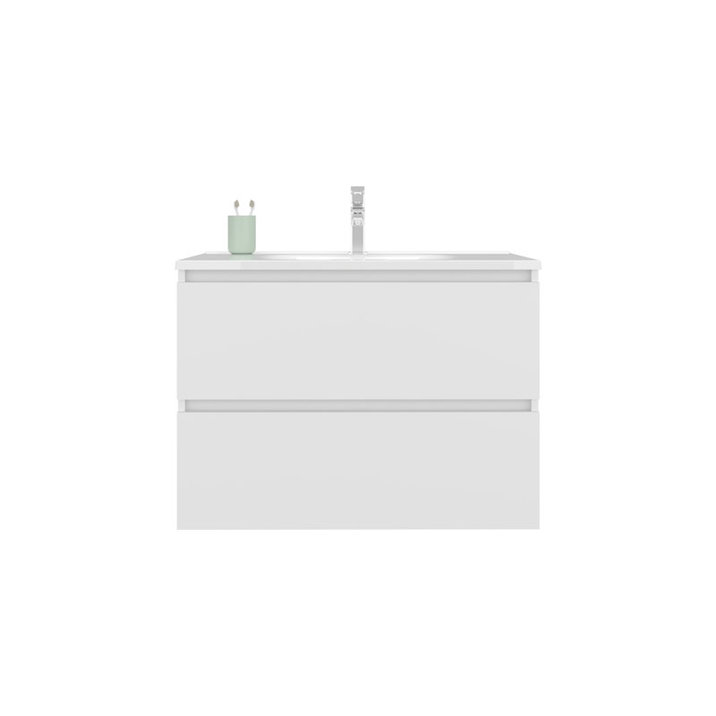 Meuble-lavabo 2 tiroirs, blanc, Blanc
