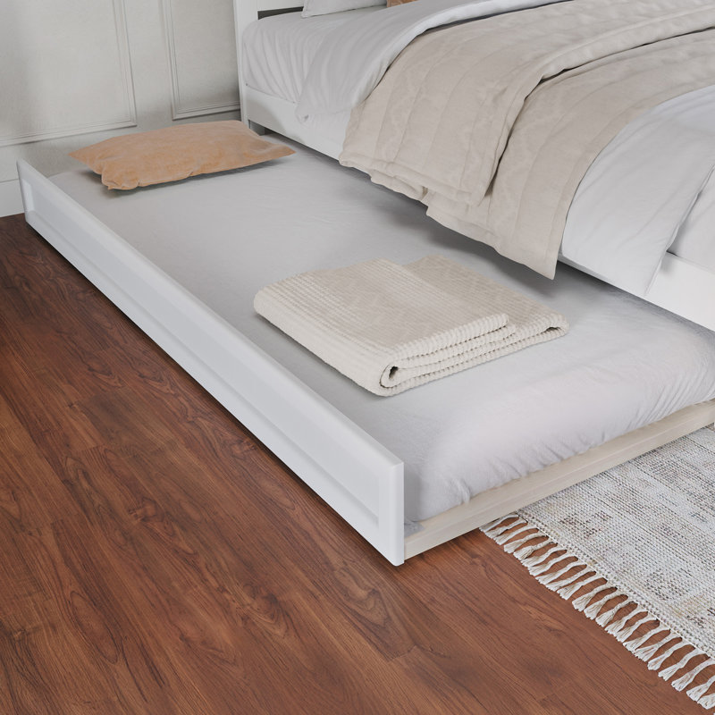 Lit gigogne en bois massif Sanvir, Simple TG, Blanc