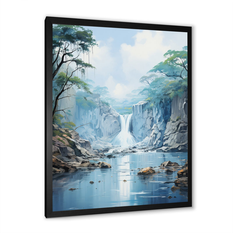 «Drip Serenity Falls - Lakes & Rivers», reproduction sur toile, Cadre photo noir, H 44 po x l 34 po x P 1,5 po