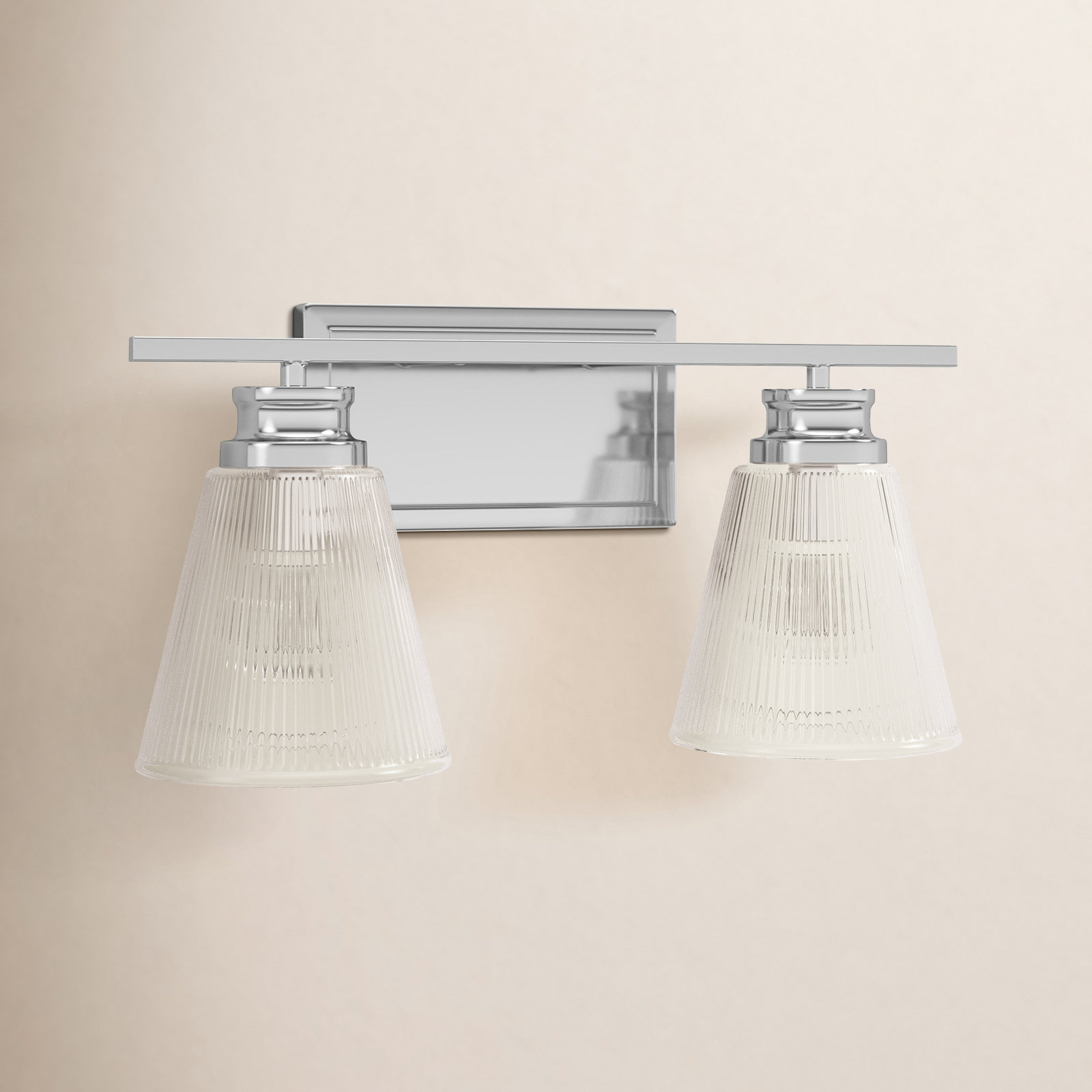 Orsina 2 Light Ribbed Dimmable Vanity Light, Chrome