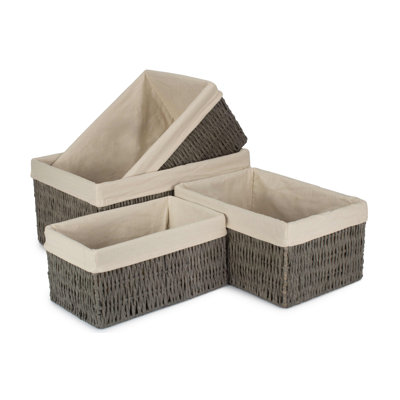 Bay Isle Home 4 Piece Wicker Storage Basket Set with Lining