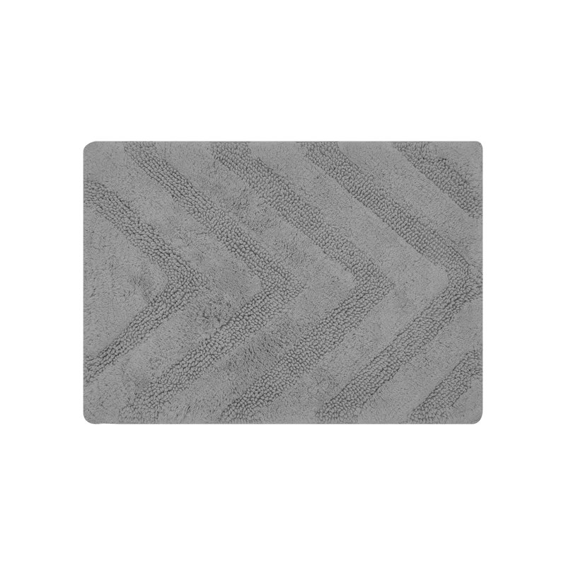 Gray Chevron Pattern Cotton Anti-Skid Bathroom Rug 17" x 24"