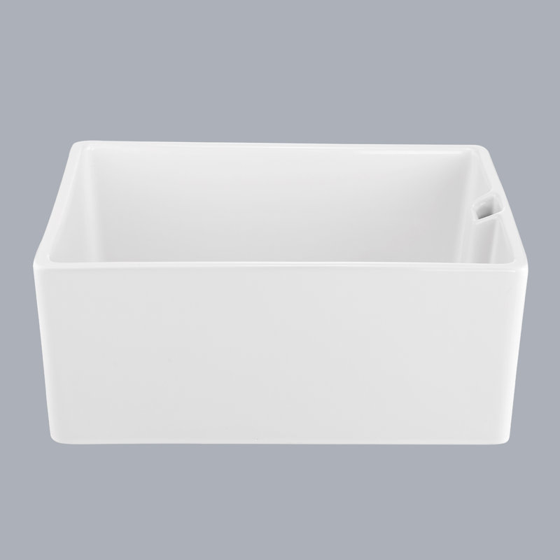 White Ceramic Single Bowl Sink 23.6"X18" - , Easy To Clean, Versatile Kitchen Accessory Scratches, Stains, And Food Adhesion