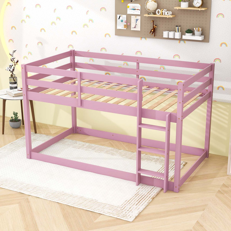 Lit superposé simple en bois avec échelle