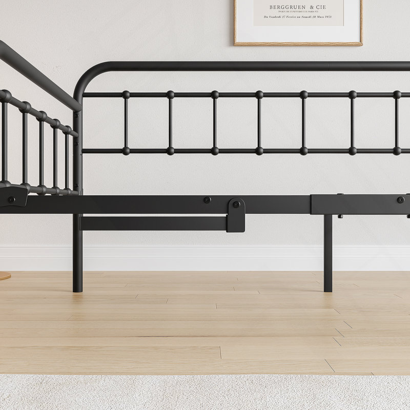 Metal Daybed Frame with Trundle, Heavy Duty Steel Slat Support Sofa Bed