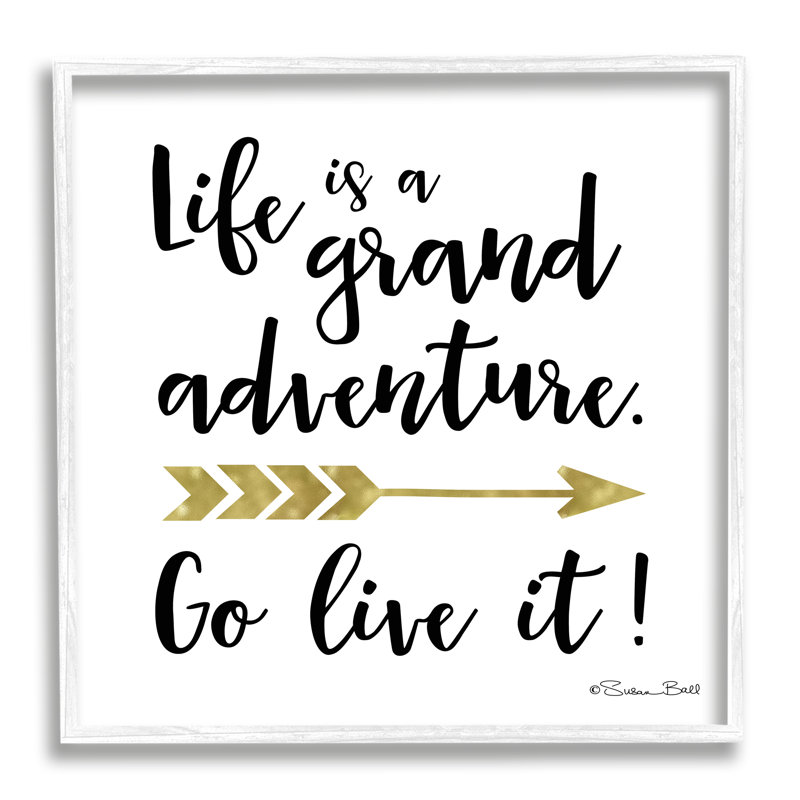 «Life Is A Grand Adventure», panneau d'inspiration bohème blanc, estampe numérique texturée de Susan Ball, H 12 po x l 12 po