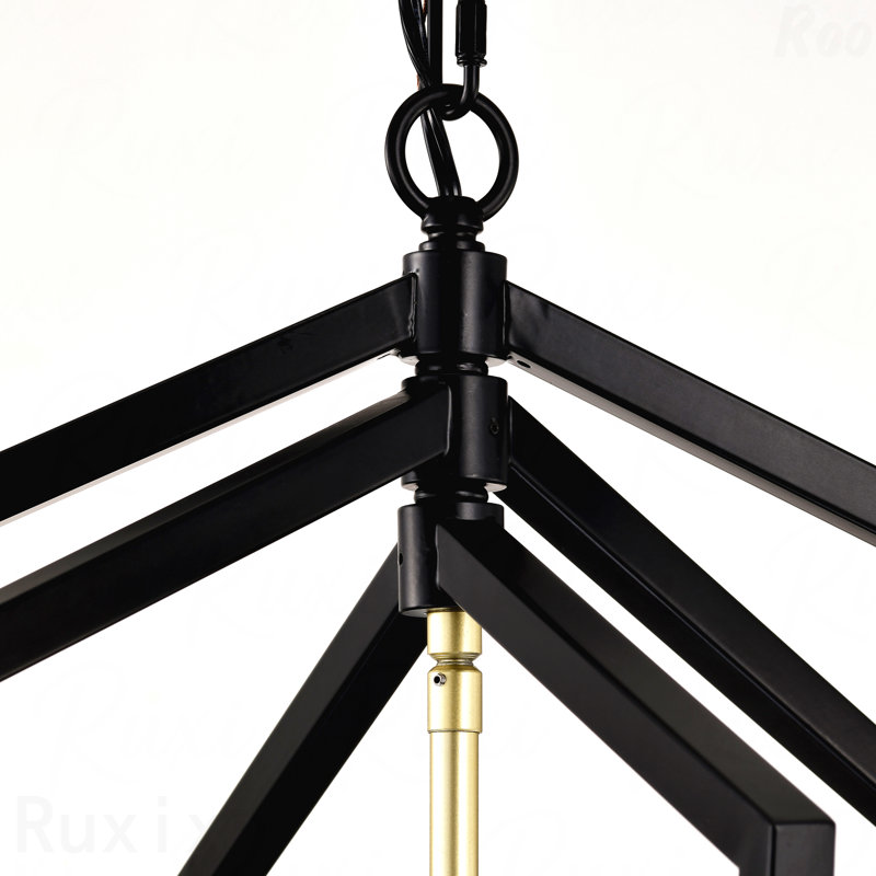 Lustre - Lanterne suspendue à 8 niveaux de style campagnard à niveaux, métal au fini noir, luminaires suspendus modernes