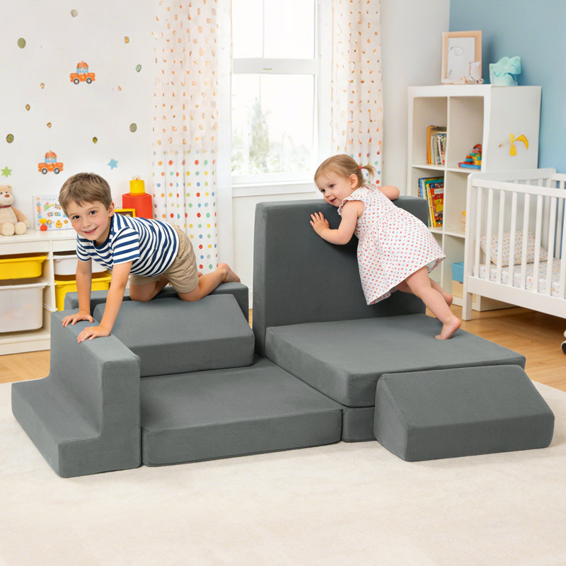 Canapé pour enfants et tout-petits, canapé-lit pliant convertible, canapé modulaire multifonctionnel 7 en 1 pour jouer, créer et dormir
