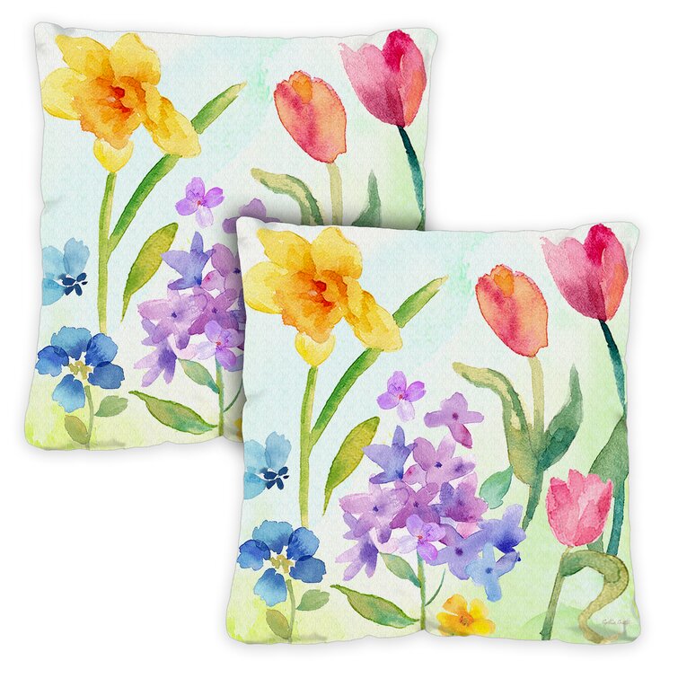 12X19 Lumbar Throw Pillows Set of 2, Outdoor Summer Spring Garden