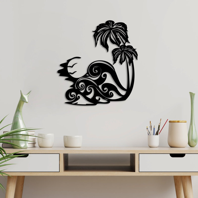 Élégant accessoire mural décoratif en métal, finition noire, 20,9 po x 22,4 po | Fabrication 100% métal, épaisseur: 0,06 po | Léger à 2,2 lb, parfait pour la décoration moderne et les espaces créatifs