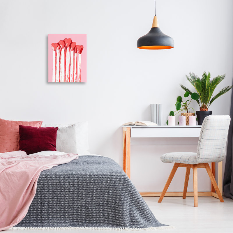 «Pastel Pink Heart Matches Canvas», conception par Lil 'Rue, H 20 po x l 16 po