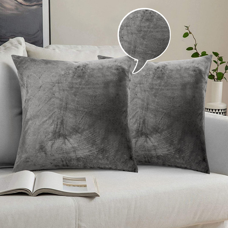 Skrolan Crushed Velvet Scatter Cushion Cover, Grey