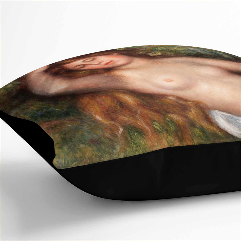 Reclining Nude Square Throw Cushion, 40cm H x 40cm W x 15cm D, Black