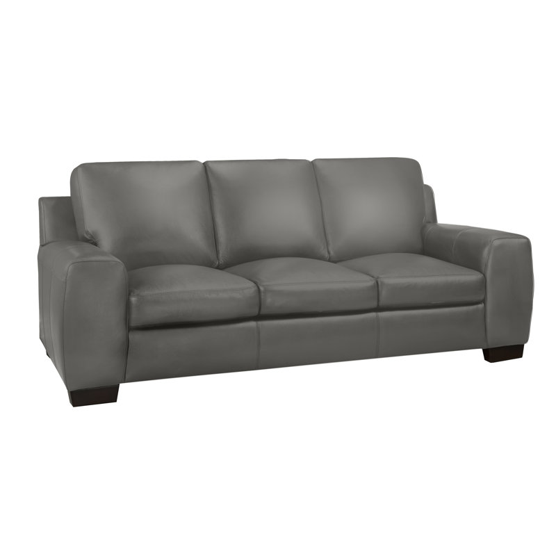 Causeuse Lynsey, Cuir gris nuage, H 36 po x l 86 po x P 37 po