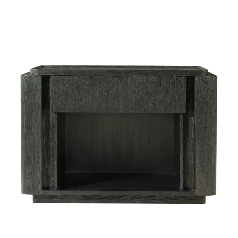 Repose 1 - Drawer Solid Wood Nightstand, Charcoal Oak