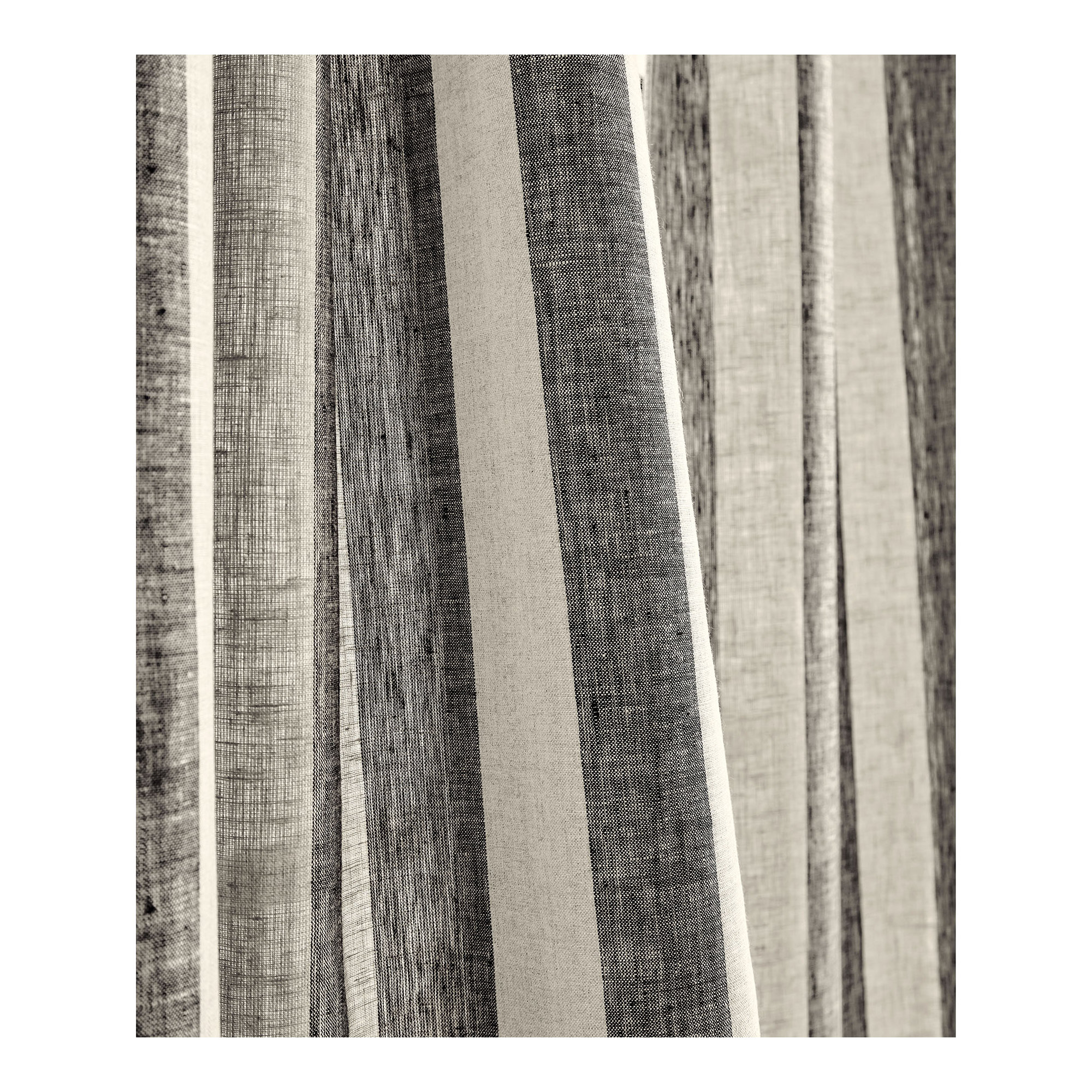  Stripe - 100% Pure Linen Curtain, 52" W x 120" L, Black and Natural