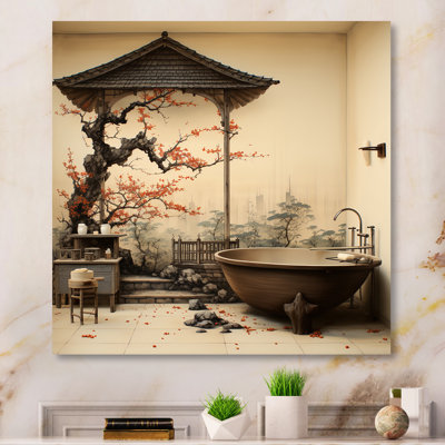 «Bathroom Japon Art Cer Handler I» - Impression sur métal