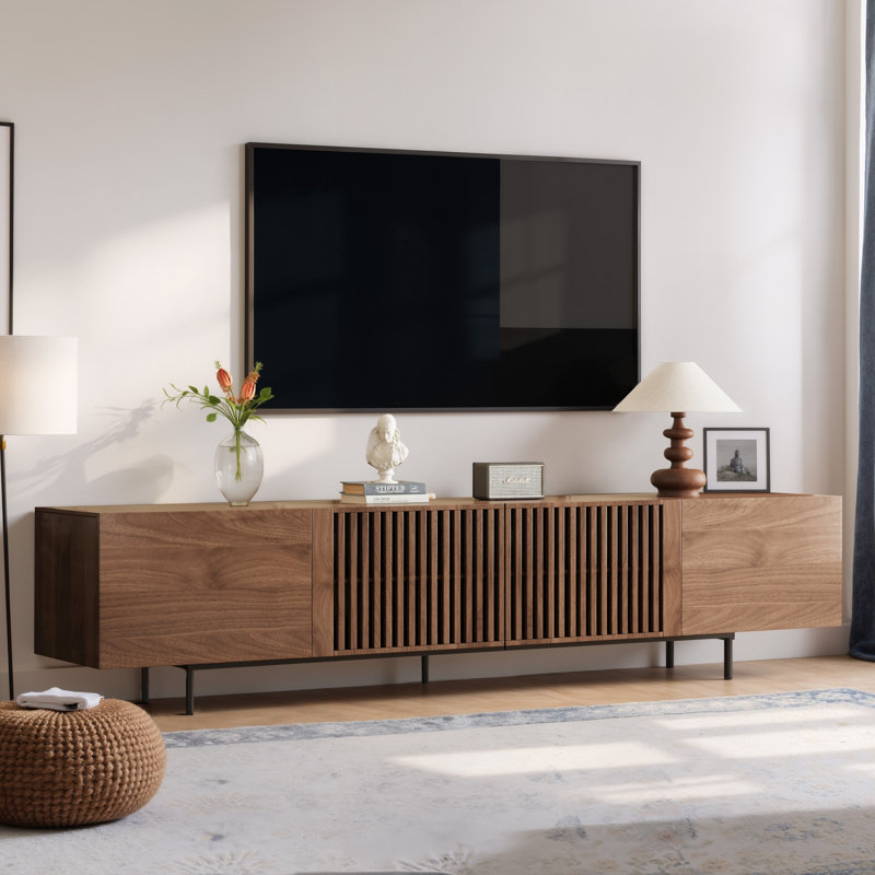 Medieval Modern TV Cabinet with Storage & Wire Holes